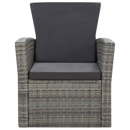 Set Divani da Giardino 4 pz con Cuscini in Polyrattan Grigio