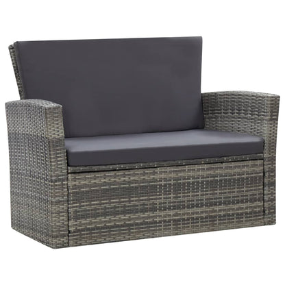 Set Divani da Giardino 4 pz con Cuscini in Polyrattan Grigio | homemem39
