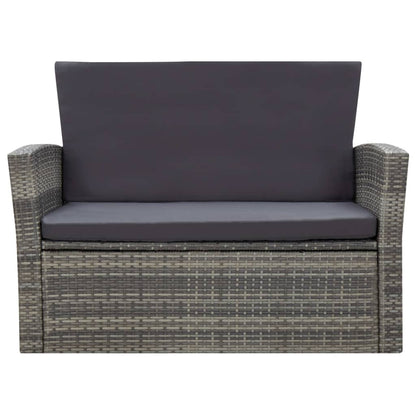 Set Divani da Giardino 4 pz con Cuscini in Polyrattan Grigio | homemem39