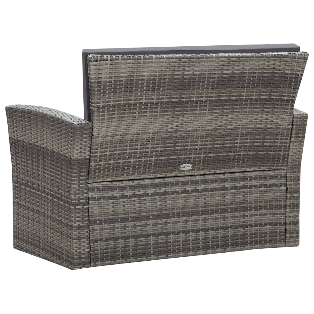Set Divani da Giardino 4 pz con Cuscini in Polyrattan Grigio | homemem39