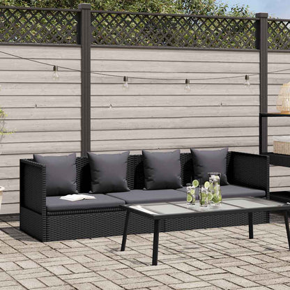 Lettino da Giardino con Cuscini in Polyrattan Nero - homemem39