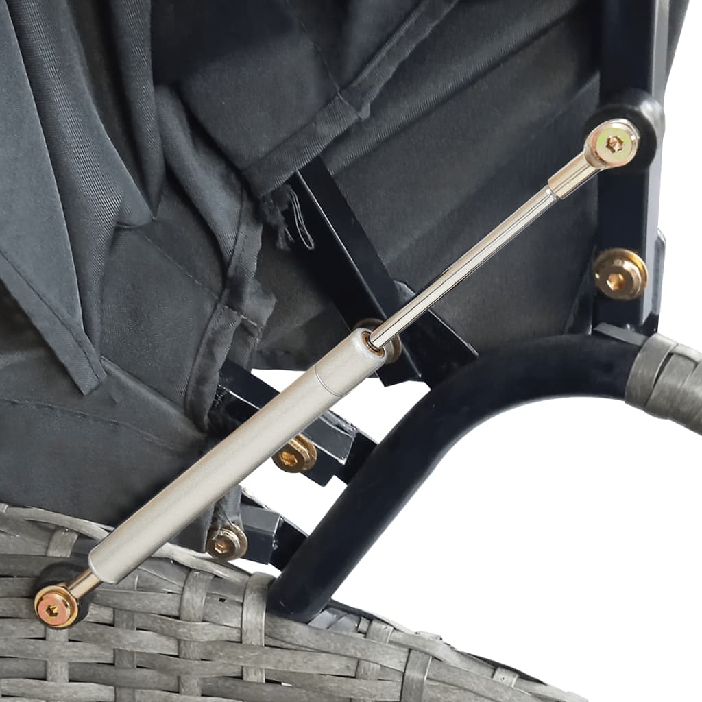 Lettino Prendisole con Baldacchino in Polyrattan Grigio - homemem39