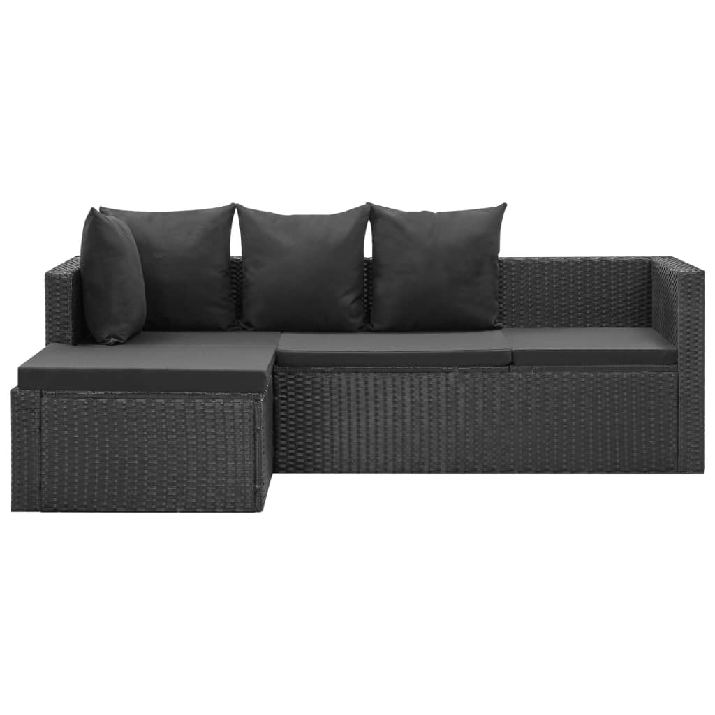 Set Divani da Giardino 4 pz Nero con Cuscini in Polyrattan | homemem39