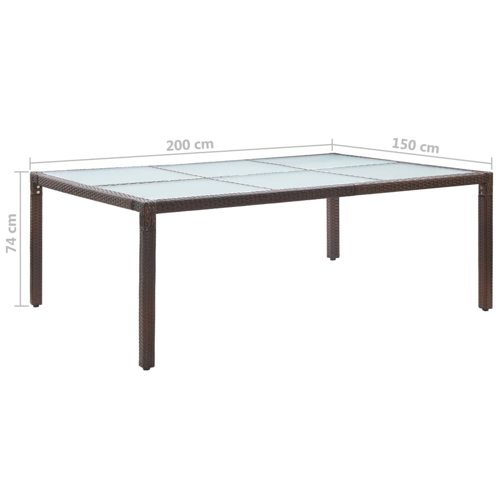 Tavolo da Pranzo da Giardino Marrone 200x150x74cm in Polyrattan | homemem39