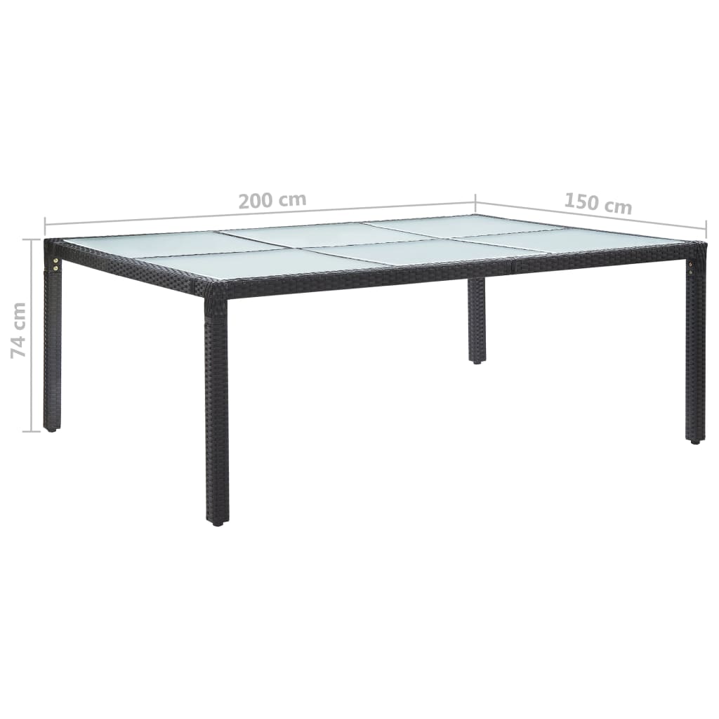 Tavolo da Pranzo da Giardino Nero 200x150x74 cm in Polyrattan | homemem39