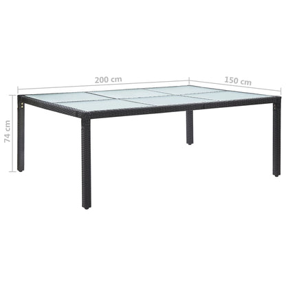 Tavolo da Pranzo da Giardino Nero 200x150x74 cm in Polyrattan | homemem39