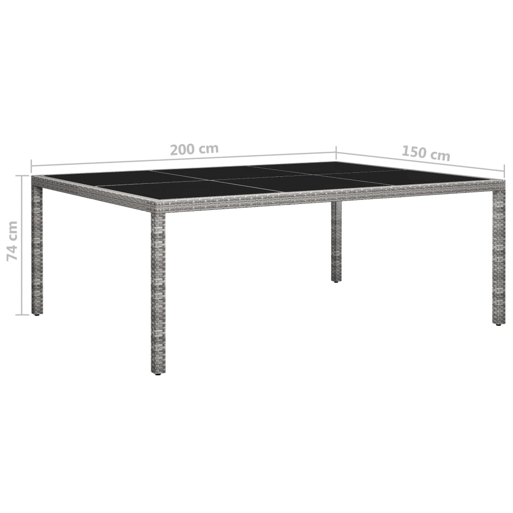 Tavolo da Pranzo da Giardino Grigio 200x150x74 cm in Polyrattan | homemem39