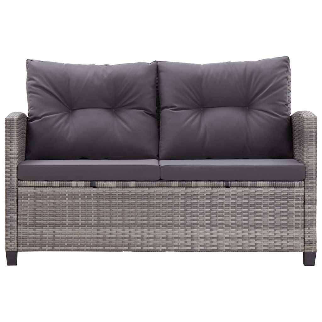 Divano da Giardino 2 Posti con Cuscini Grigio 124 cm Polyrattan | homemem39