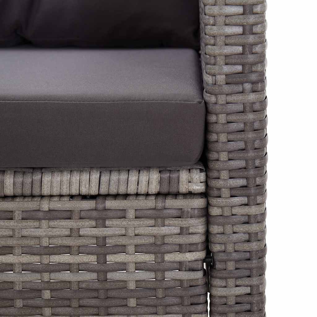 Divano da Giardino 2 Posti con Cuscini Grigio 124 cm Polyrattan | homemem39