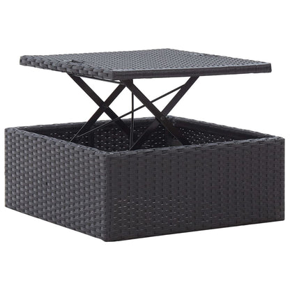 Lettino da Giardino con Tettuccio in Polyrattan Nero - homemem39