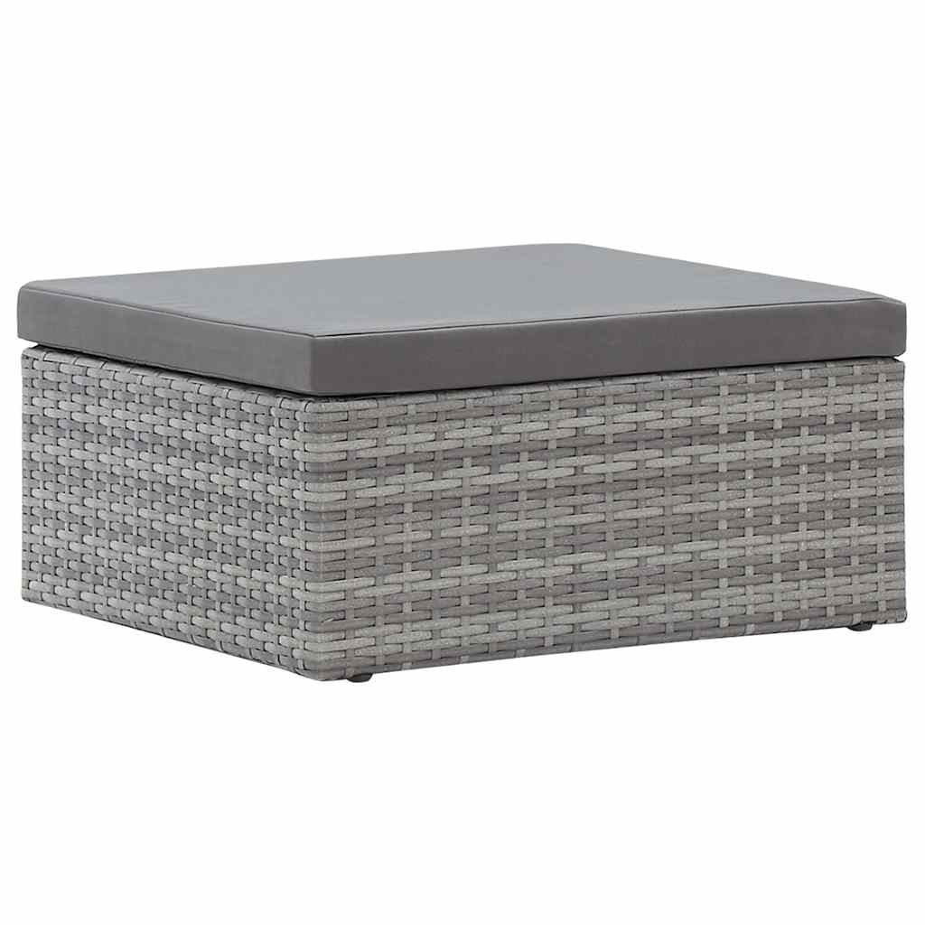 Lettino da Giardino con Tettuccio in Polyrattan Grigio Mélange