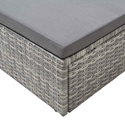 Lettino da Giardino con Tettuccio in Polyrattan Grigio Mélange