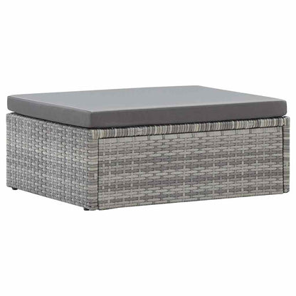 Lettino da Giardino con Tettuccio in Polyrattan Grigio Mélange