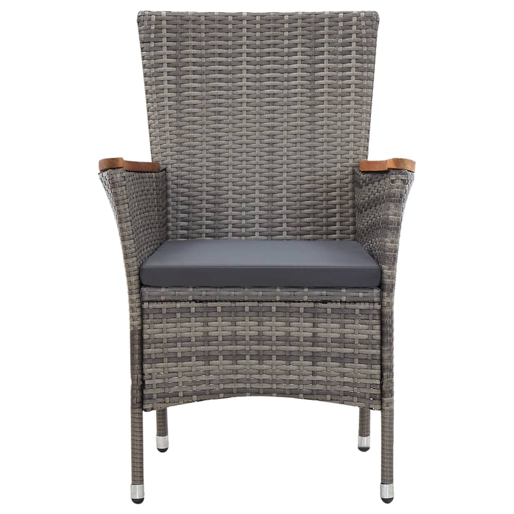 Set da Pranzo da Giardino 5 pz con Cuscini in Polyrattan Grigio - homemem39