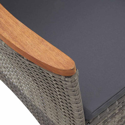 Set da Pranzo da Giardino 5 pz con Cuscini in Polyrattan Grigio