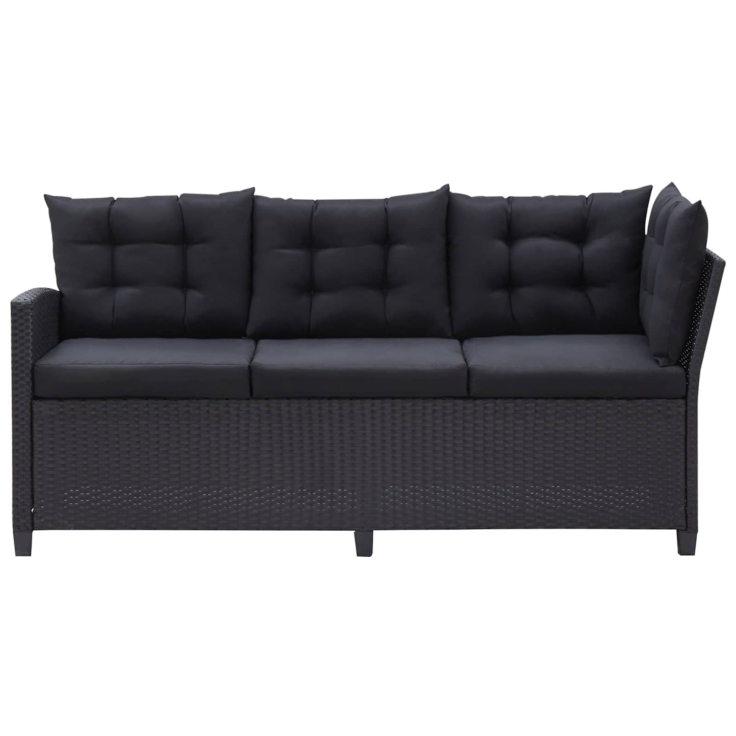 Set di mobili da esterno Nero polyrattan