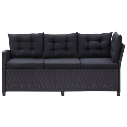 Set di mobili da esterno Nero polyrattan