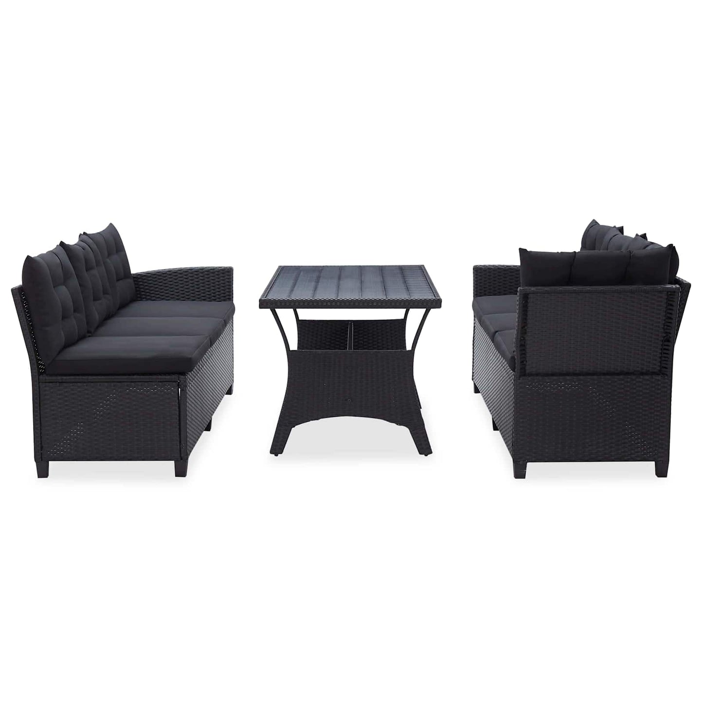 Set di mobili da esterno Nero polyrattan