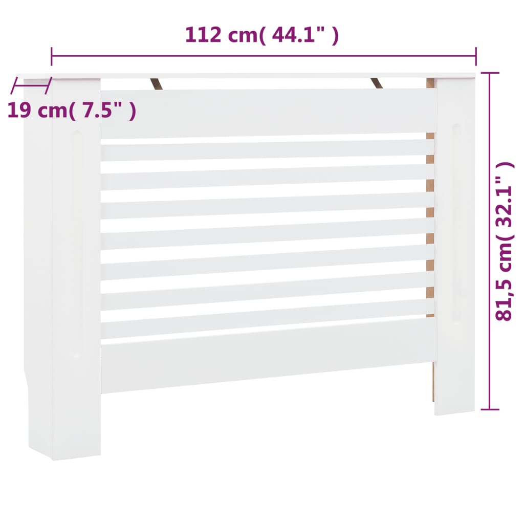 Coperture per Radiatori 2 pz Bianche 112x19x81,5 cm in MDF - homemem39