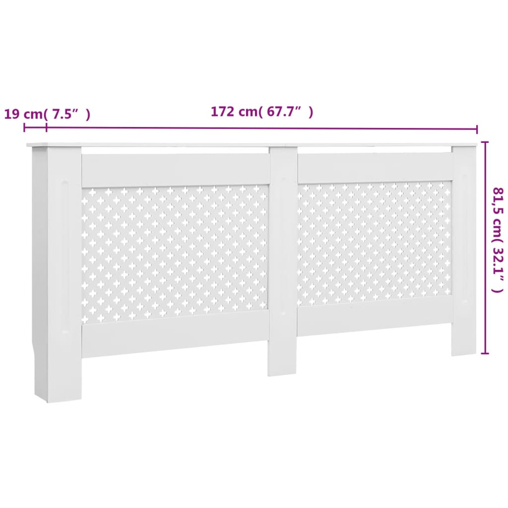 Heizkörperabdeckungen 2 Stück Weiß 172x19x81,5 cm aus MDF