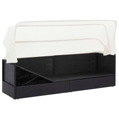 Divano da Giardino con Tettoia in Polyrattan Nero | homemem39