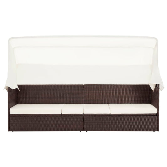 Divano da Giardino con Tettoia in Polyrattan Marrone | homemem39