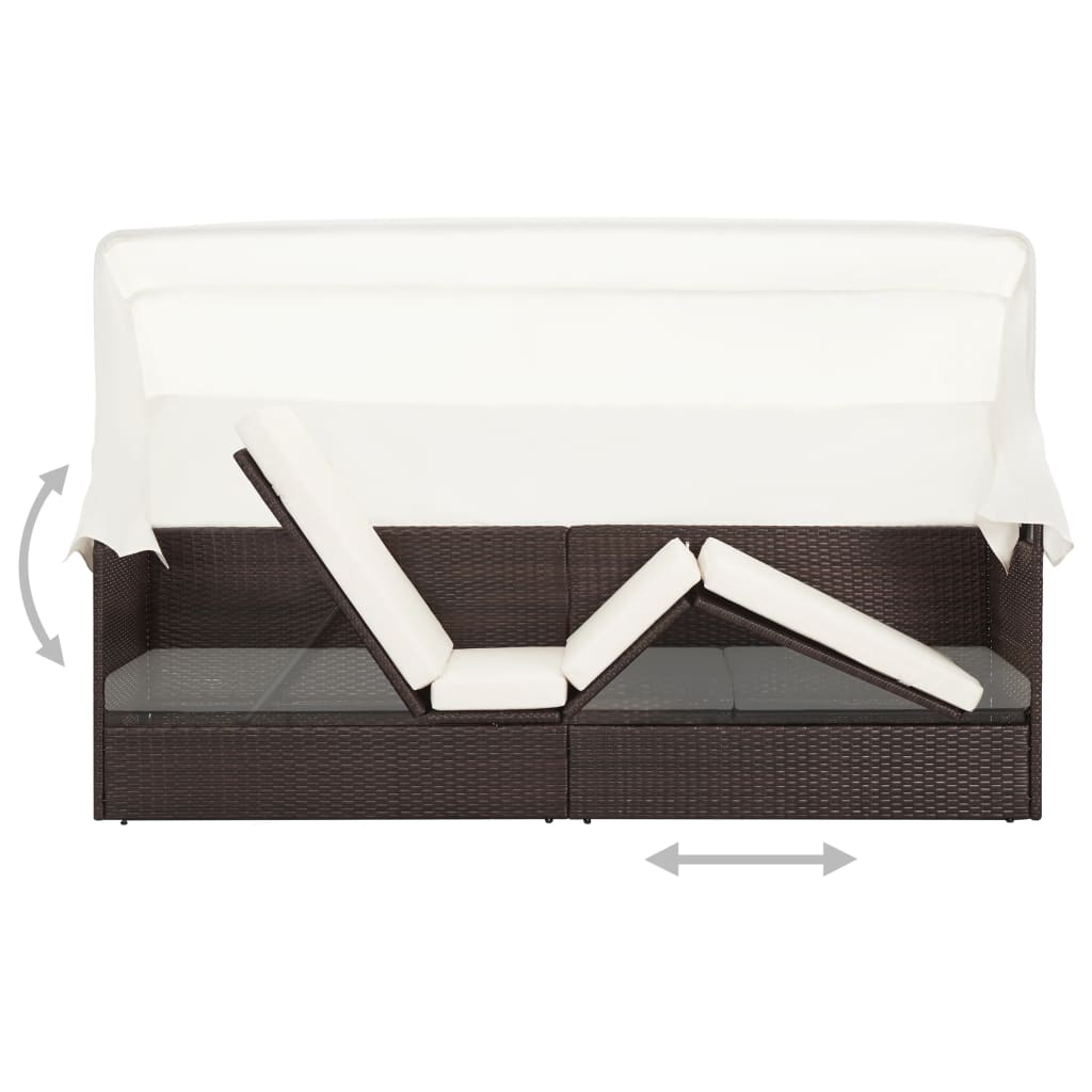 Divano da Giardino con Tettoia in Polyrattan Marrone | homemem39