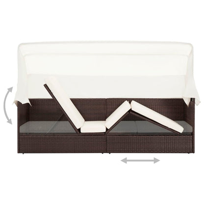 Divano da Giardino con Tettoia in Polyrattan Marrone | homemem39