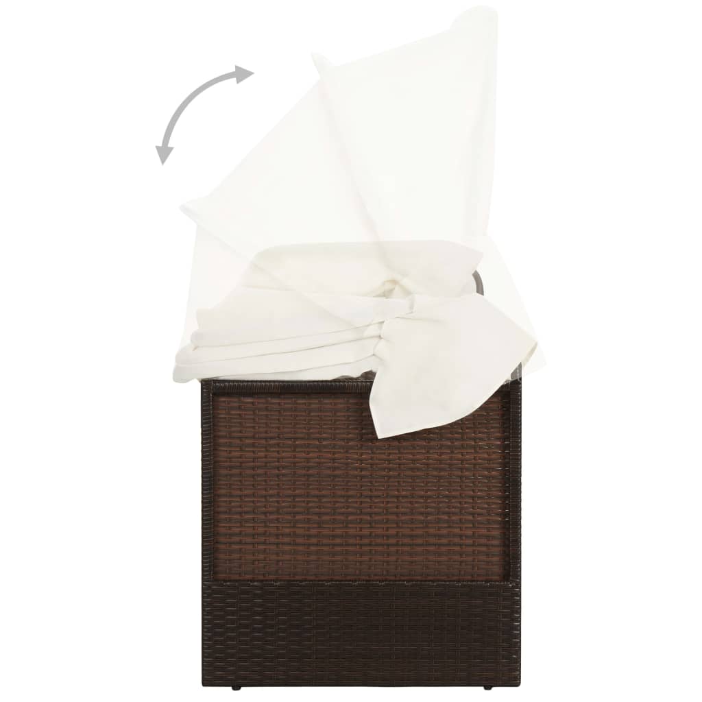 Divano da Giardino con Tettoia in Polyrattan Marrone | homemem39