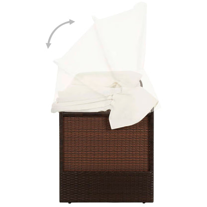 Divano da Giardino con Tettoia in Polyrattan Marrone | homemem39