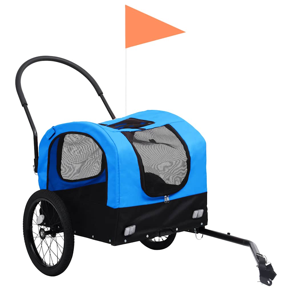 Rimorchio da Bici per Animali Carrello Jogging 2in1 Blu e Nero - homemem39