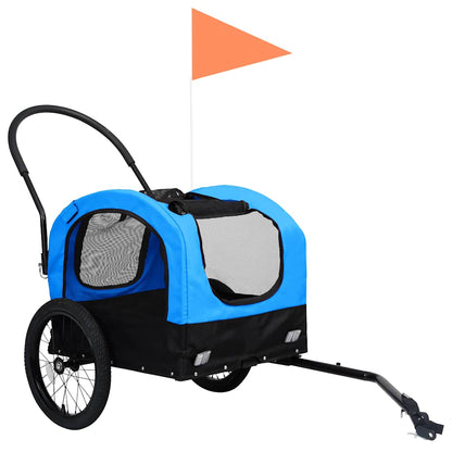 Rimorchio da Bici per Animali Carrello Jogging 2in1 Blu e Nero - homemem39