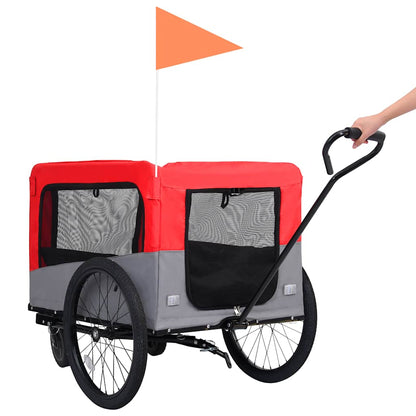 Rimorchio Bici Animali e Carrello Jogging 2 in 1 Rosso e Grigio | homemem39