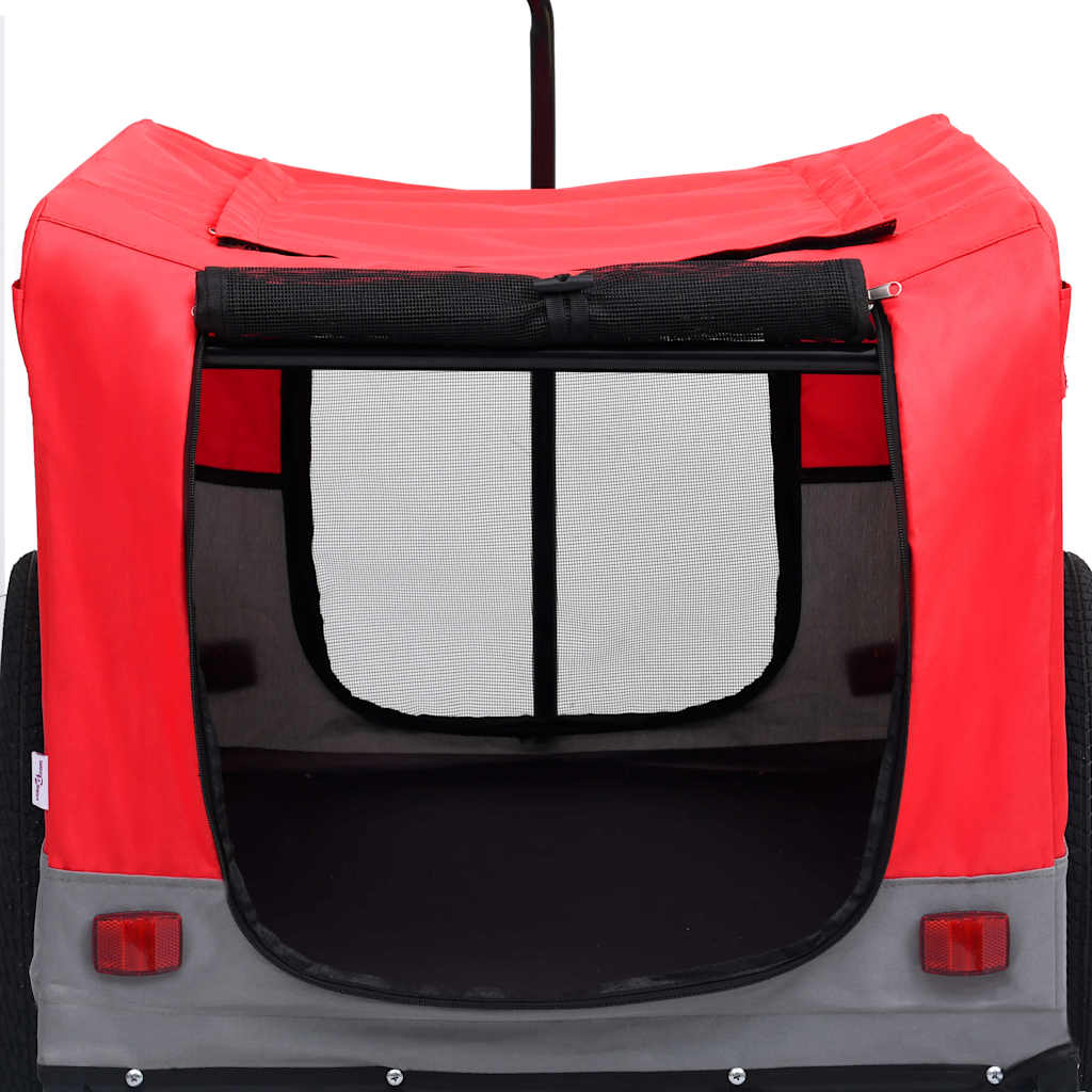 Rimorchio Bici Animali e Carrello Jogging 2 in 1 Rosso e Grigio - homemem39