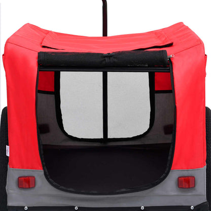 Rimorchio Bici Animali e Carrello Jogging 2 in 1 Rosso e Grigio - homemem39