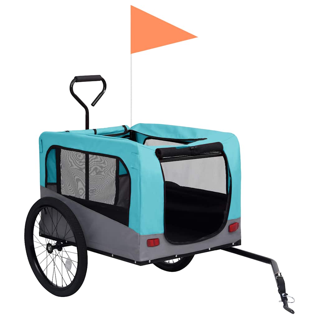 Rimorchio Bici per Animali Carrello Jogging 2in1 Blu e Grigio | homemem39