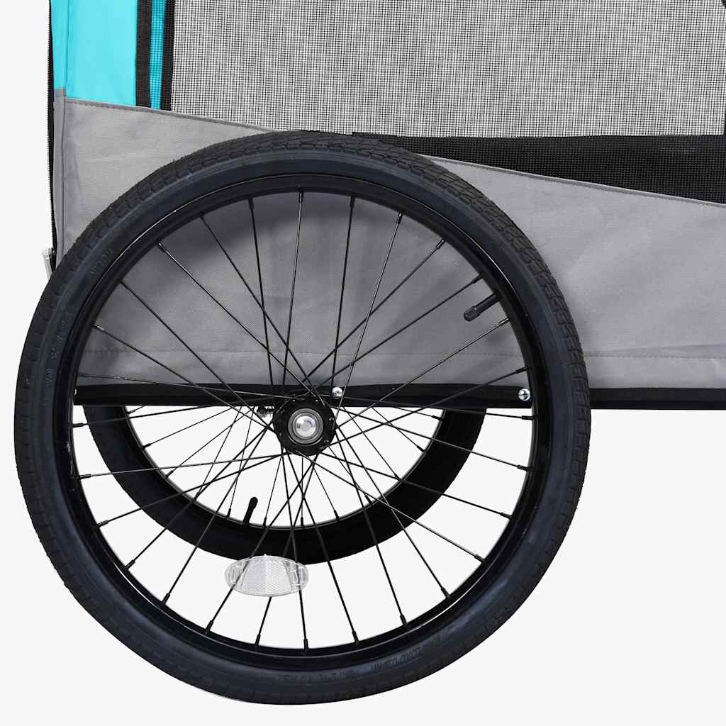 Rimorchio Bici per Animali Carrello Jogging 2in1 Blu e Grigio - homemem39