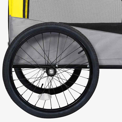Rimorchio Bici Animali Carrello Jogging 2in1 Giallo e Grigio - homemem39