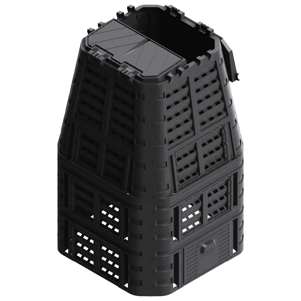 Compostiera da Giardino Nera 93,3x93,3x146 cm 1000 L - homemem39