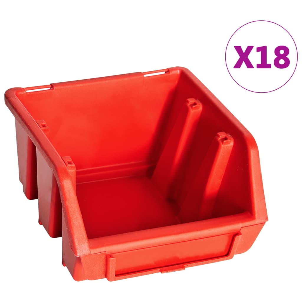 Kit Contenitori 32 pz con Pannelli a Parete Rosso e Nero - homemem39