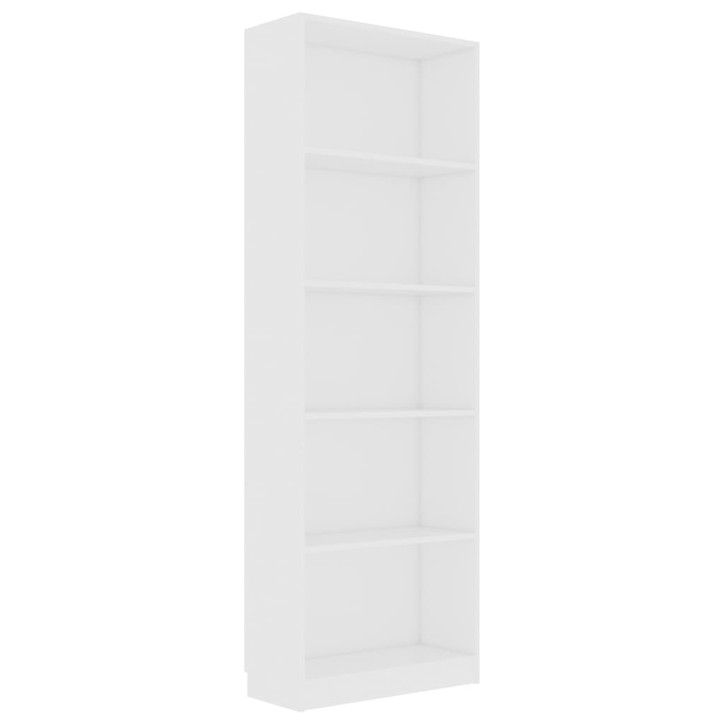 Libreria a 5 Ripiani Bianca 60x24x175 cm in Legno Multistrato