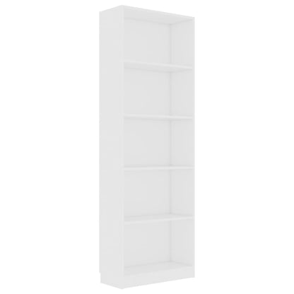 Libreria a 5 Ripiani Bianca 60x24x175 cm in Legno Multistrato