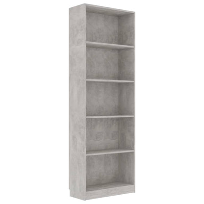 Libreria 5 Ripiani Grigio Cemento 60x24x175cm Legno Multistrato