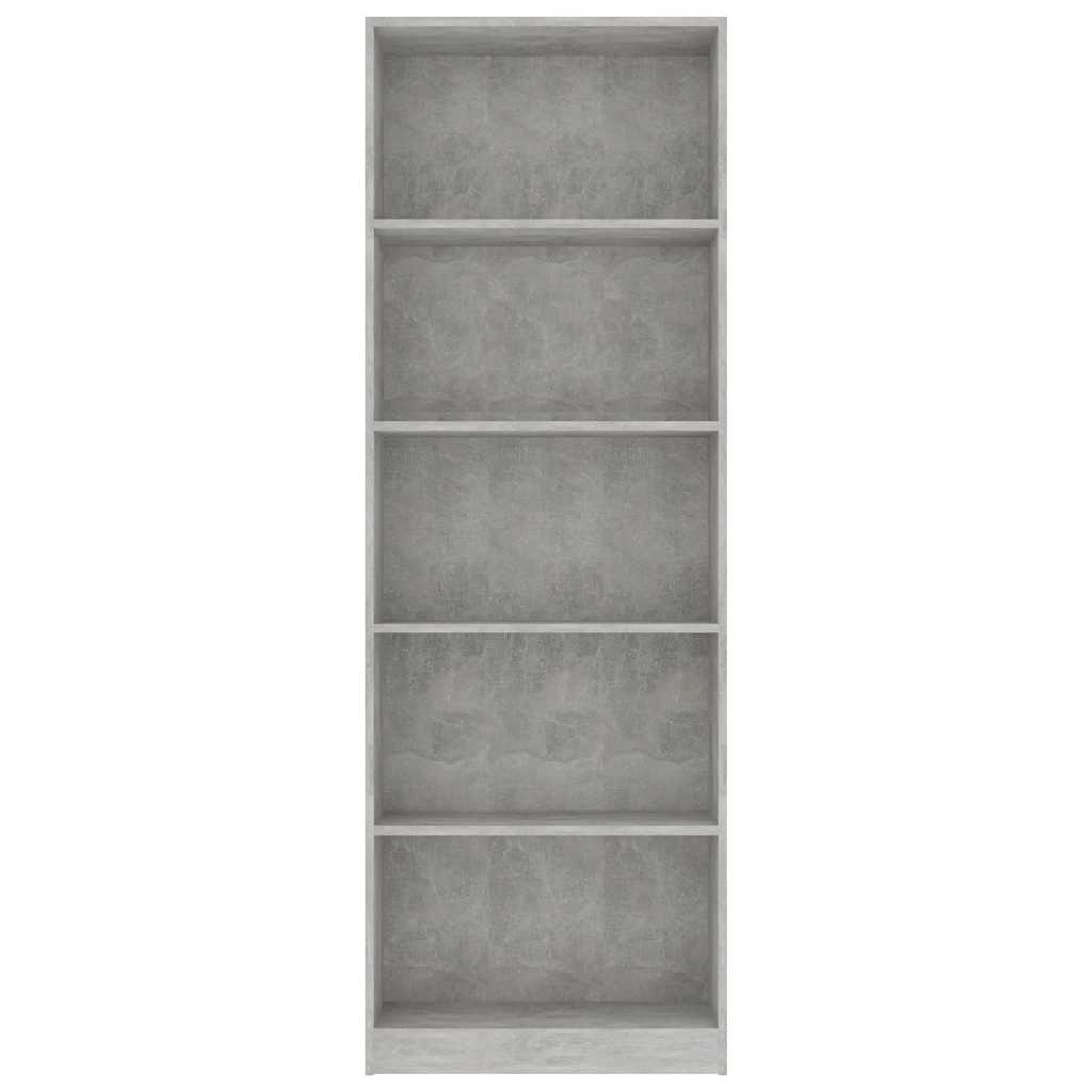 Libreria 5 Ripiani Grigio Cemento 60x24x175cm Legno Multistrato | homemem39