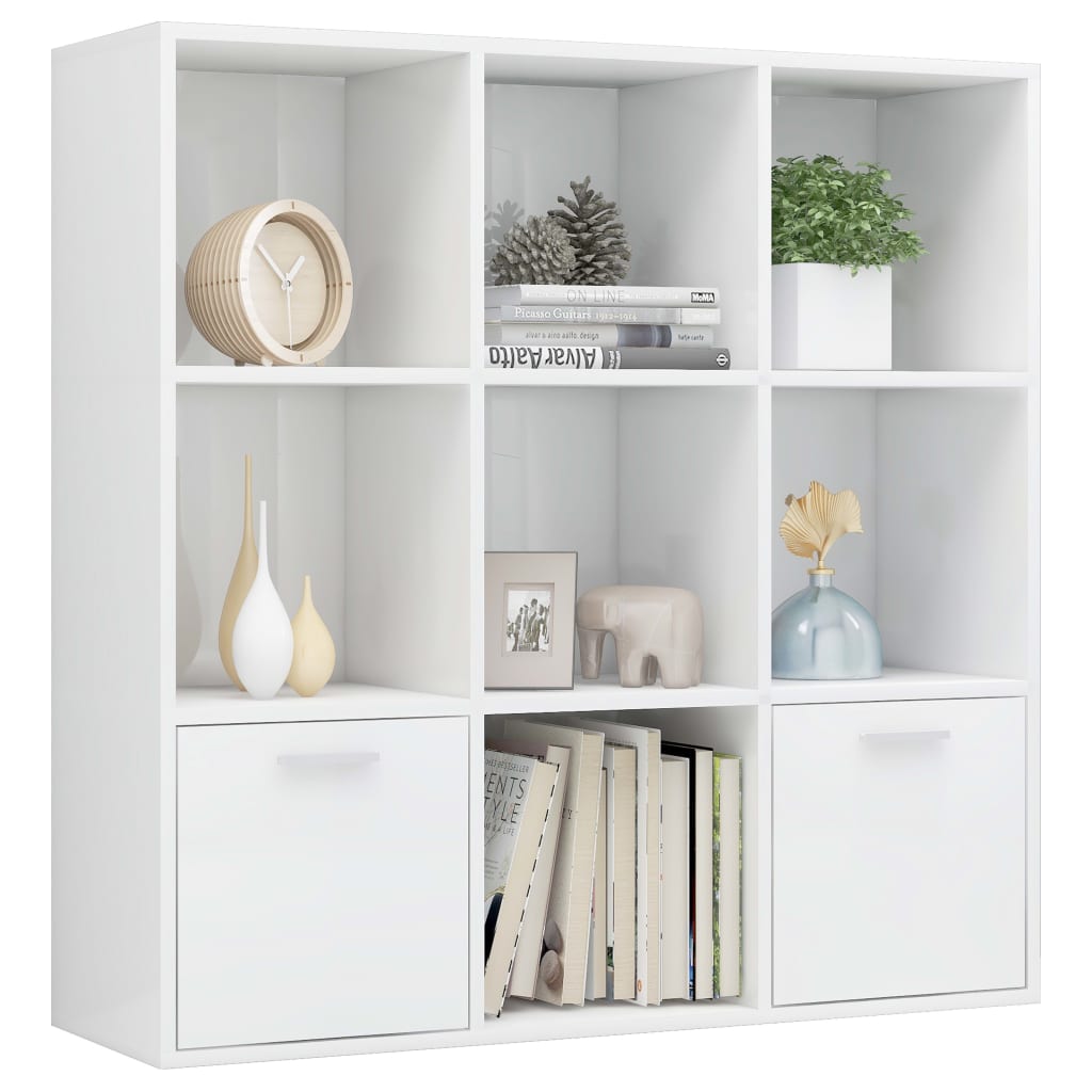 Libreria Bianco Lucido 98x30x98 cm in Legno Multistrato | homemem39