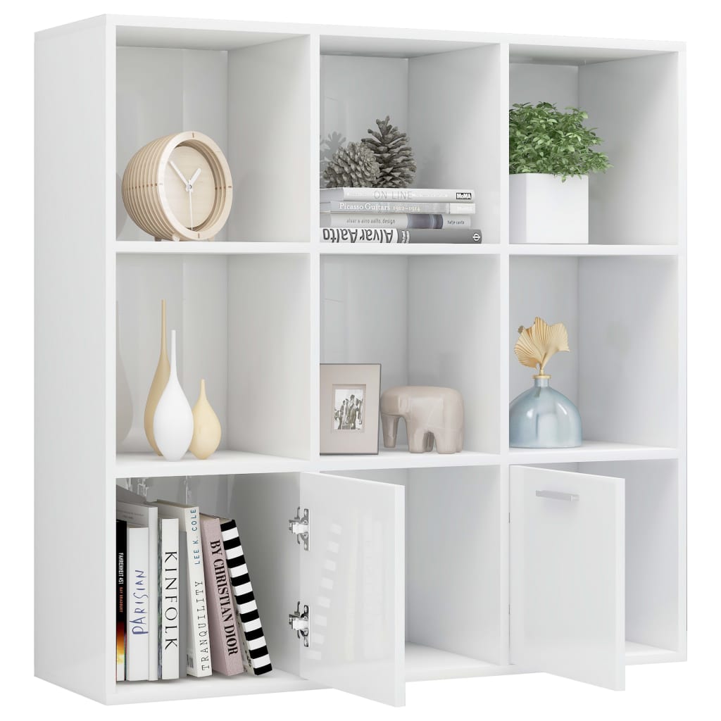 Libreria Bianco Lucido 98x30x98 cm in Legno Multistrato | homemem39
