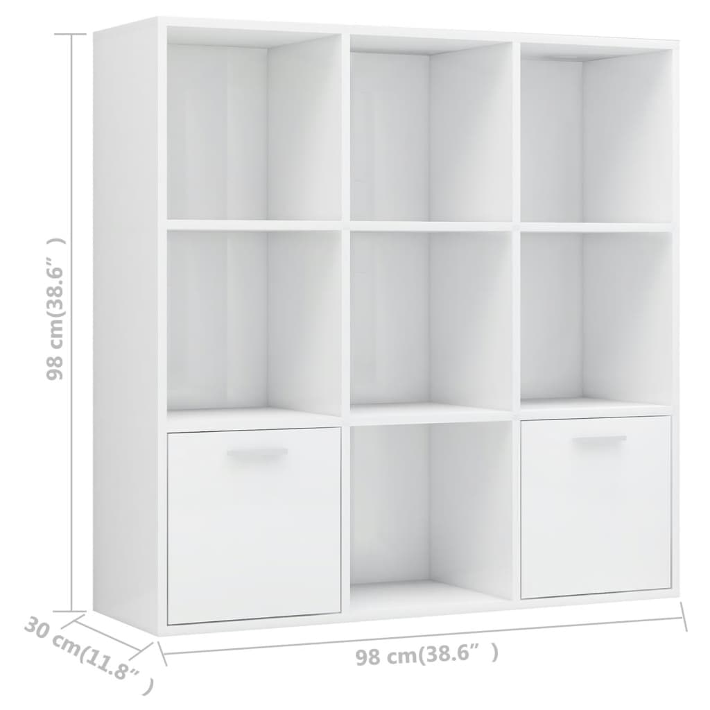 Libreria Bianco Lucido 98x30x98 cm in Legno Multistrato | homemem39