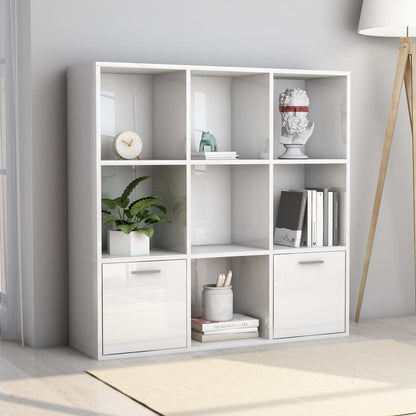 Libreria Bianco Lucido 98x30x98 cm in Legno Multistrato | homemem39