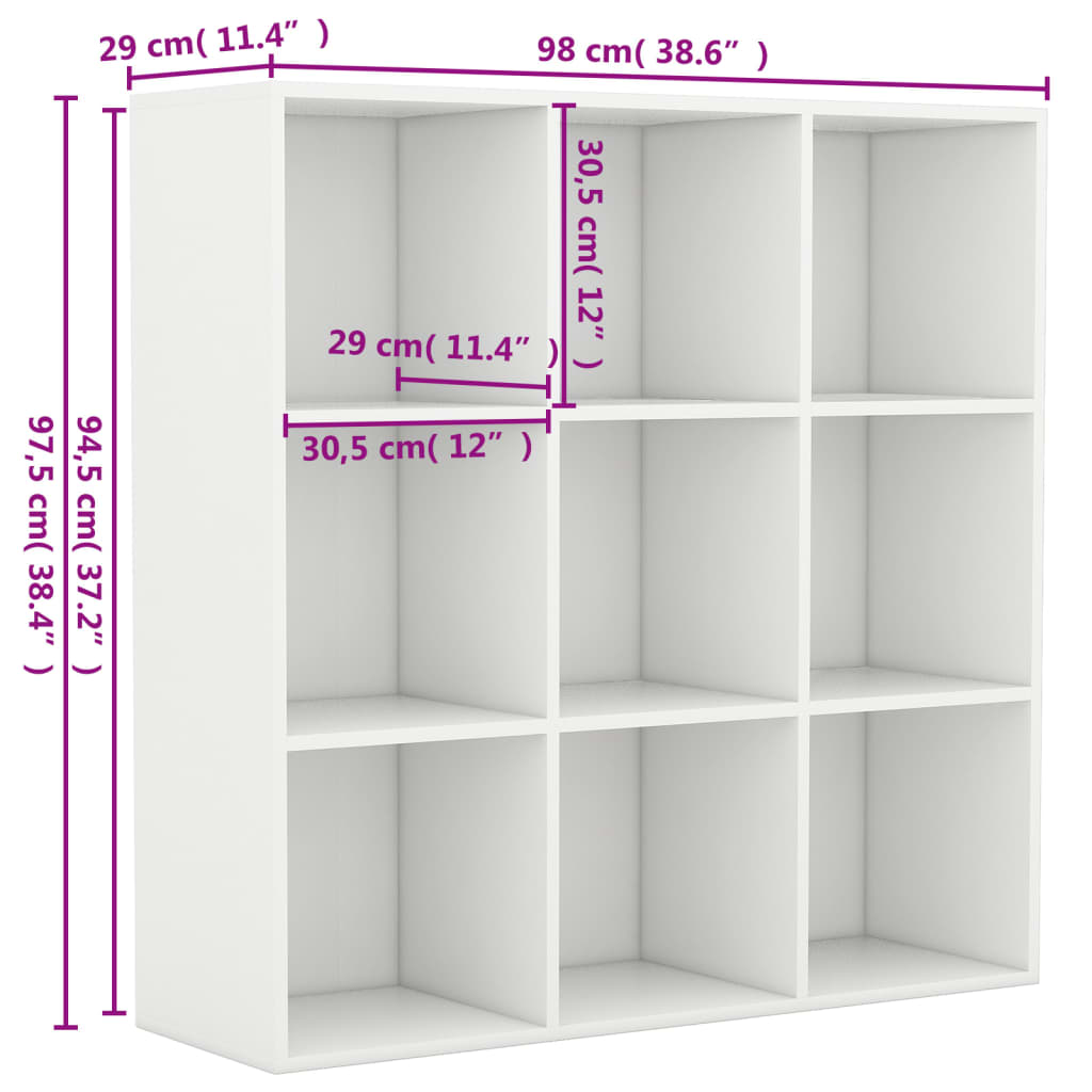 Libreria Bianca 98x29x97,5 cm in Legno Multistrato | homemem39