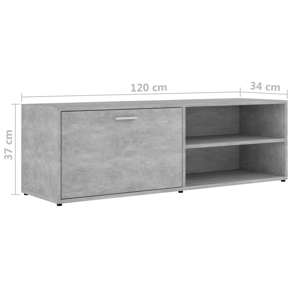 Mobile Porta TV Grigio Cemento 120x34x37cm in Legno Multistrato